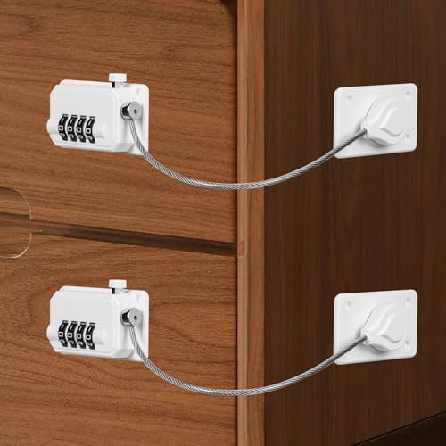 AYESY Securite Fenetre Enfant, Blanc Cassé Lot de 2 Réfrigérateur Serrure À Code, Serrure de Porte de Réfrigérateur Sécurité Enfant Forte Adhésif Serrure Frigo pour Armoire, Fenêtre