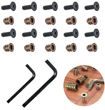 Weilin 10 Pcs Threaded Inserts for Wood, M6 X 16mm Threaded Inserts Furniture Screws Nuts Bolts with 2 Pcs Wrenches for Wood Furniture