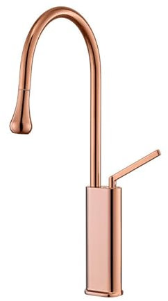 Robinet de Cuisine Robinetterie Mitigeur Cuisine Chaud Et Froid Monotrou Rotation 360° Laiton 1 Trou Or Rose