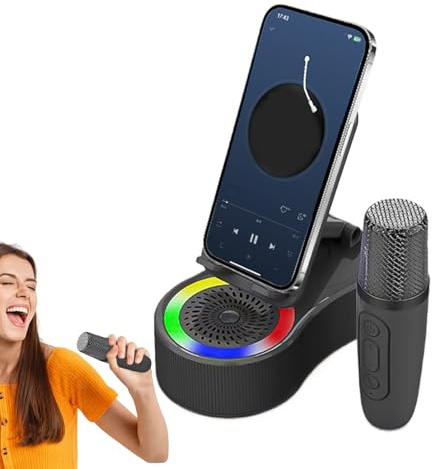 Phone Stand Speaker | Wireless Charging Station,Cool Tech Gadgets with LED Lights for Living Room Camping Party Car Dashboard Video Conferencing Bedroom Home