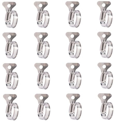 THXFUNAREA 16-Teiliges Set Edelstahl Schlauchschellen 21-28mm, Einstellbare Rohrschellen mit Drehgriff, Rostfrei Schlauchklemmen für Pool, Waschmaschine, Auto, Gartenwasserrohr