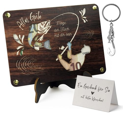 Mason Life Angler Geschenke für Männer Papa Vatertag-Geldgeschenke Verpackung für Angler Geschenk mit Grußkarte und Schlüsselanhänger-Weihnachten Geburtstag(Angeln)