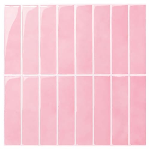 10 Stück 3D Fliesenaufkleber, Klebefliesen Selbstklebend, 30,5 × 30,5 cm, Küche & Bad, Vinyl Metro Wandfliesen, Küchenrückwand, Abnehmbar, Wasserdicht (Rosa)