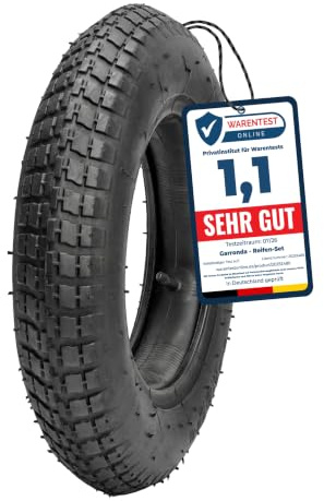 Garronda 3.25-8 Reifen mit Schlauch Schubkarre Schwarz GD-0164 | 2PR, mit Autoventil, als Ersatzreifen für Bollerwagen, Gartenwagen, Hof und Baustelle, aus Gummi, Ø 365 mm