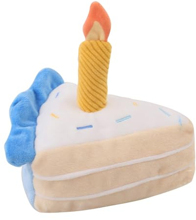Quietschender Plüschkuchen – -Kauspielzeug, Geburtstagskuchen-Sliec | Weicher quietschender Welpe zum Spielen im Innenbereich, reduziert Langeweile und Angst, langlebiges Plüsch-Spielzeug für