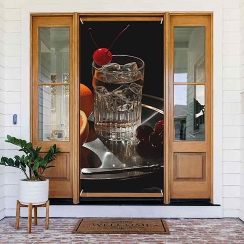 Cocktail-Tassen-Druck, Weihnachts-Banner, Hintergrund für Weihnachten, Party, Zubehör, Innen- und Außenbereich, Türabdeckung Banner,