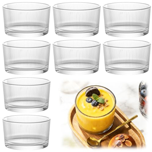 8er Set Dessertgläser 200 ml, Kleine Dessertschalen aus Glas, Transparente Dessertgläser Gläser Eisbecher für Tiramisu, Dessert, Pudding, Joghurt-Müsli und Schichtdesserts, Spülmaschinenfest (B)