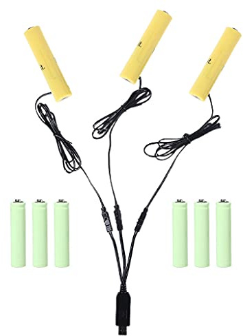 ZYHARUKO Batterie 3 en 1 LR06 USB pour remplacer 1 à 4 piles LR06 1,5 V pour horloge, caméra, lampe de poche, radio, câble de batterie