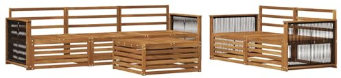 vidaXL Outdoor-Sofagarnitur 6 pcs Natur Massivholz Akazie, Gartenlounge, modernes Ecksofa, Outdoor-Sitzgelegenheit, Terrassenmöbel, gemütliches Set