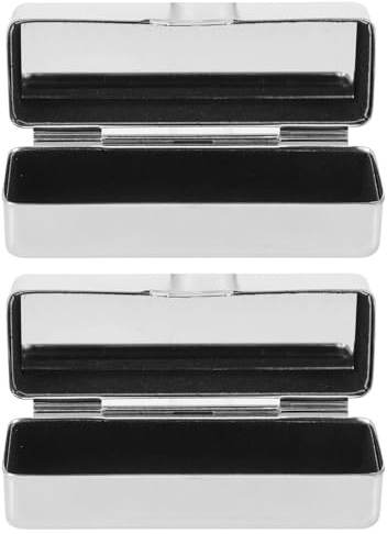 Pack Lippenstiftbox Metall, Tragbar, mit Spiegel, für Lippenbalsam | Retro Elegant, Taschengroß, Hält Je Einen Stick, 2 Stück, für Reise und Alltag