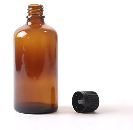 Mystic Moments Boston Bouteille ronde en verre ambré de 100 ml (avec bouchon noir inviolable et compte-goutte) (90)