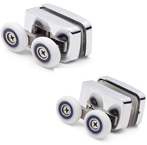 ShowerPart Doppel-/Doppel-Duschtürrollen/Räder/Läufer F23, Duschtürraddurchmesser 23 mm, Gesamtlänge 6 mm, verchromte Kunststoffabdeckung, Duschtür-Ersatzteile, 2 Stück