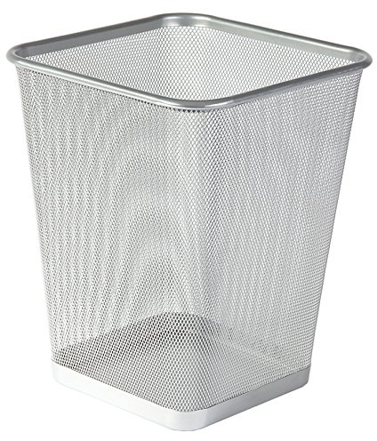 Osco WBSQ25-SLV - Papelera cuadrada de malla metálica, color plateado