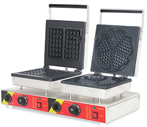 CGOLDENWALL NP-571 Commercial Waffle Making Machine 2 in 1 Waffle Iron Maker Non-stick Waffle Toaster Double-headed Waffle Baker Electric Belgian Waffle Stove (220V)
