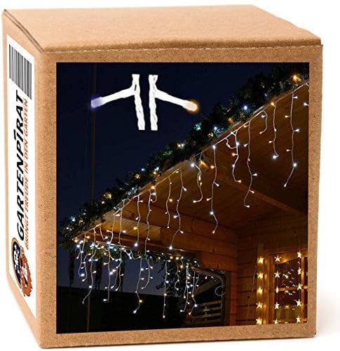 Gartenpirat Eisregen LED Lichterkette 12 m 480 LED warmweiß/kaltweiß Weihnachtsbeleuchtung Timer außen innen