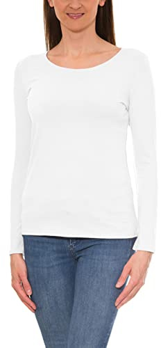 Alkato Damen Langarm Shirt mit O-Ausschnitt