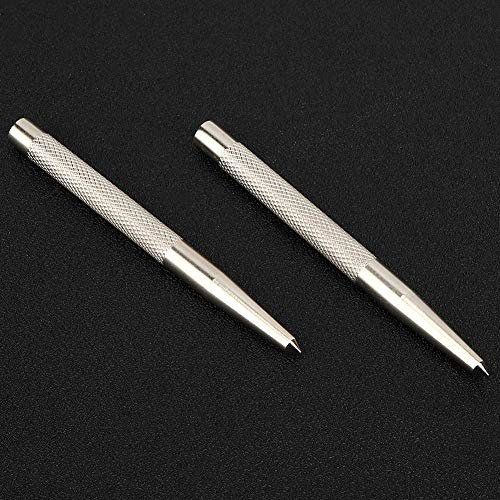 2Pcs Knurled Center Punch Kit High Carbon Steel Silver Positioning Center Punch For Fitters Mold Production Steel Plate Marking Machining and Maintenance