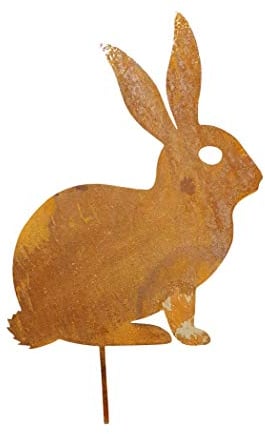 99PANDAS Großer Edelrost Hase | Oster Hase Bodenstecker Metall | Beetstecker Garten Oster Frühling Deko