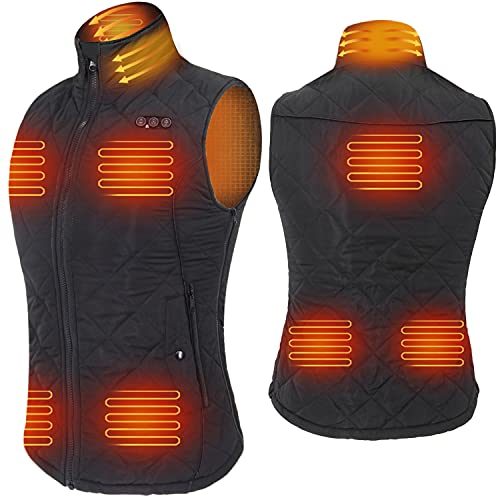 ARRIS Heated Vest for Women, Electric Heating Warm Gilet Slim Fit Size Adjustable for Outdoor Camping Hiking Golf Black (Include 7.4V Battery)