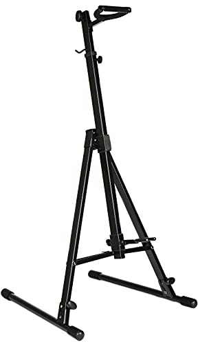 MUSIC STORE Faltbarer Ständer für E-Cello & E-Double Bass, Höhenverstellbar, Klappbares Stativ, Schutz vor Kratzern, Haltungshaken, Kompakt für Transport