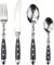 Bswefty Classic Elegant style Stainless Steel Western Cutlery 4 in 1 set Resin handle delicate Table utensils Dinnerware for home (Color : 3152 Dark Green)