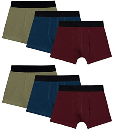 Snocks Boxershorts Herren Ohne Logo aus Bio-Baumwolle (6er Pack) - Atmungsaktiv und Ideal für Sport und Alltag - Kein juckendes Etikett - Unterhosen Herren - Gr.XL, Farbe Mix (Navy/Rot/Olivine)