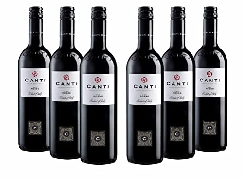 Canti - Vin Rouge Italien Sec 12%, Mélange de Cépage à Corps Moyen, Goût Fruité et Notes de Baies Sauvages, 6x750 ml