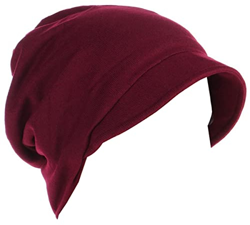 YOFASEN Damen Winter Warme Barett Mütze - Einfarbig Beanie Mütze Visor Baskenmütze Lässige Baumwolle Haarausfall Hut Haar Abdeckkappe Kopfbedeckungen für Haarausfall Chemo, Rot