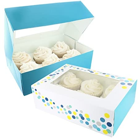 Baked with Love 650211 6/12 Cupcake Box, Includes Dual Insert for 6 Standard Cupcakes or 12 Mini Cupcakes, Pack of 2 Boxes, 50.0 mm*120.0 mm*240.0 mm