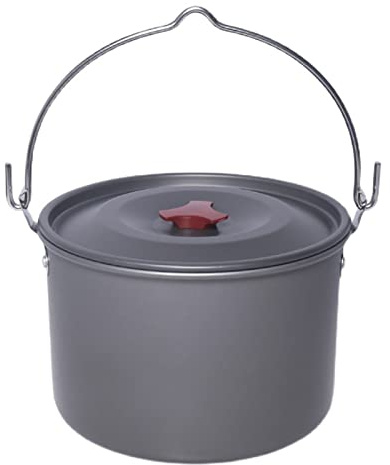 doorslay 4.2L Camping Hanging Pot Alumina Oxide Cooking Pot for Outdoor Backpacking Fishing Hiking