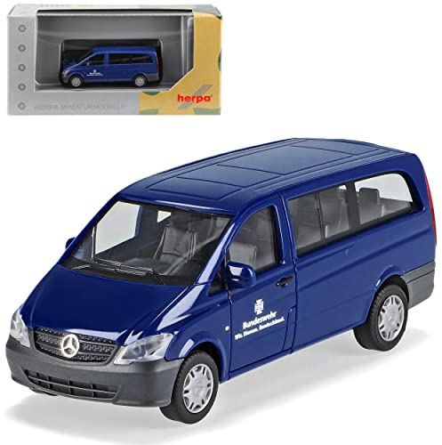 Mercedes-B W639 Vito Bundeswehr Personen Transporter Blau Modell 2003-2014 Version Ab 2010 H0 1/87 Herpa Modell Auto mit individiuellem Wunschkennzeichen