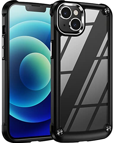 TECHGEAR iPhone 14 Plus Tough Case, [Fusion Armour] Premium Slim Hybrid Tough Rugged Protective Bumper Case Heavy Duty Protection with Clear Back Designed For iPhone 14 Plus 6.7 - Black