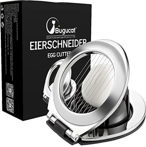 Bugucat Eierschneider Edelstahl 2 in 1, Eierteiler aus 304 Edelstahl, Spülmaschinenfestes Eischneidewerkzeug für Gekochte Eier, Erdbeeren, Pilze, Egg Slicer Metall