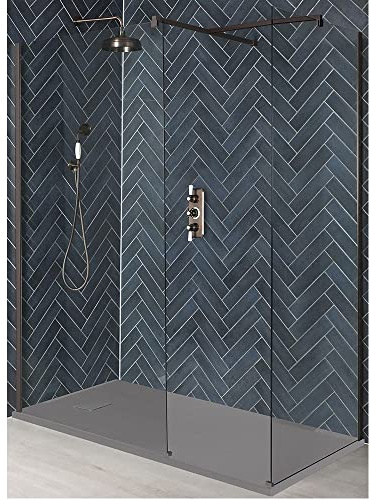 Milano Rosso Matte Bronze Corner Shower Enclosure Light Grey Tray - 1200mm x 900mm