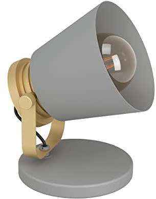 EGLO Nachttischlampe Twicken, verstellbare Tischlampe, Tisch Lampe aus Metall in Grau und Gold, Deko für Schlafzimmer und Wohnzimmer, Tisch Lampe mit E27 Fassung