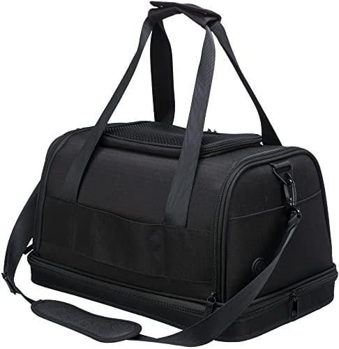 'TRIXIE Pet Travel Carrier for Dogs - Airline Approved - Polyester Material - Black - Easy Access from Top/Side/Front - Padded, Removable Base - Integrated Short Leash