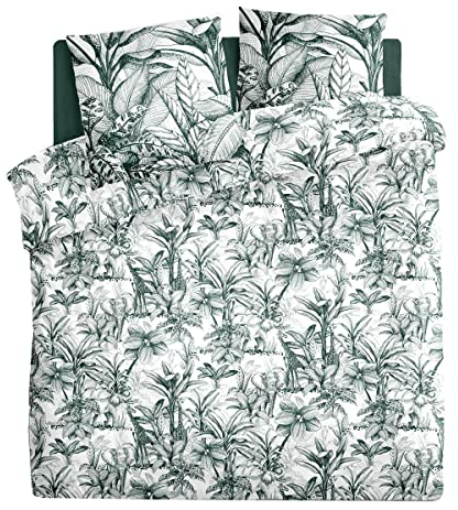Atmosphera - Bettwäsche mit Druck Jouy - Baumwolle - Zederngrün - 240x220 cm - Zederngrün