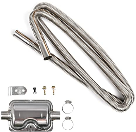 Tuyau D'échappement pour Générateur, 120cm Tuyau D'échappement Silencieux Chauffage Auxiliaire Silencieux D'échappement Voiture Tuyau D'échappement acier Inoxydable avec Deux Colliers Acier Inoxydable