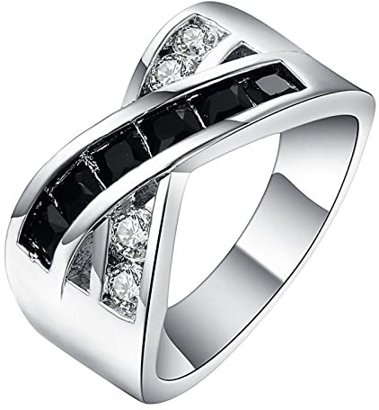 Zarter Ring Damen, Ring Silber Damen Zirkonia In Kreuzform Ringe für Partyreisen Größe 54 (17.2)