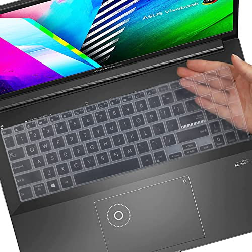 Saco Laptop Keyboard Skin Cover Compatible for ASUS Vivobook 16X (2022) M1603QA-MB502WS | M1603QA-MB501WS | ASUS Vivobook 15 (2022) X1502ZA-EJ311WS, EJ381WS Series - Transparent