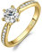 JewelryPalace Klassisch 0.5ct Rundschliff Moissanite Solitär Promise Ring Damen, Verlobungsring Damenring Ringe Silber 925 mit Stein für Frauen, Simulierte Diamant Jubiläum Eheringe Vergoldet 51