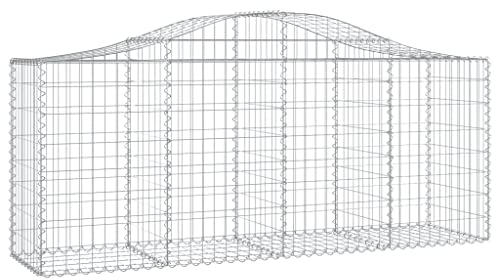 vidaXL Gabione mit Hochbogen 50 STK., Steinkorb Drahtkorb Dekorativ, Gabionenkörbe Verstärkte Gabionenhaken, Gabionenwand Gabionen Zaun Garten, Verzinktes Eisen