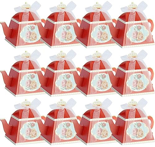 Ericetion 50pcs Mini Tea Cup Wedding Favor Boxes with Ribbon Teapot Gift Boxes Vintage Paper Tea Party Case for Wedding Birthday Party