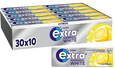 Extra Professional White Citrus, Zuckerfreier Kaugummi, Multipack mit 30x10 Dragees, Für frischen Atem