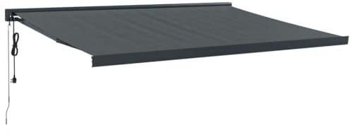 vidaXL Markise, Sonnenmarkise Einziehbar, Gelenkarmmarkise für Terrasse Balkon, Sonnenschutz Terrassenmarkise Balkonmarkise, Anthrazit 4x3m Stoff Aluminium