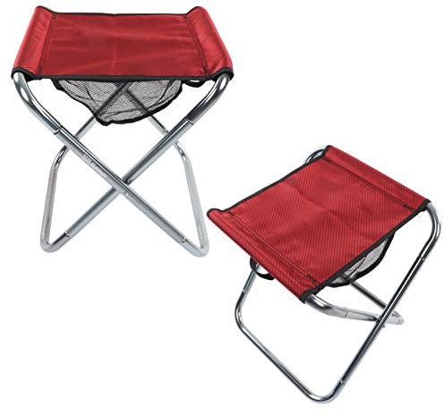 Topyond Tragbarer Klapphocker Für Den Außenbereich, Rahmen aus Aluminiumlegierung, Stoff Mit Hoher Dichte, Design Der Unteren Tasche, Leicht Und Langlebig Für Camping, Picknicks, Reisen(Rot)