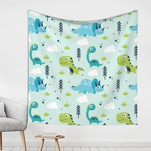 ROOZEE Dekorativer Wandteppich mit Dinosaurier-Muster, 150 x 150 cm, weiche Textur, strapazierfähige Polyesterfaser