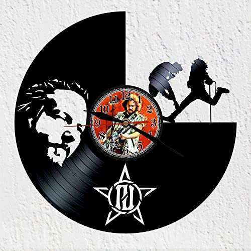 VINY WOODY Große Wohnzimmeruhr mit Band Grunge Musica Rock Alternative Hard Rock Wanddekoration Uhr Schallplatte Vinyl