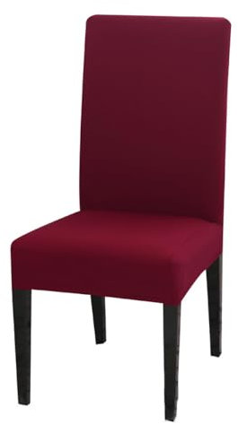 Wambere 6 Stück Stuhlhussen,Universal Stretch Stuhlhussen,Stretch Stuhlhussen für Esszimmerstühle,Abnehmbarer Waschbarer Stühle Schutz,für Bankett Hochzeit Party Hotel Esszimmer Dekorieren,Weinrot