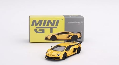 True Scale Miniaturen Modellauto Kompatibel mit Lamborghini Aventador SVJ Giallo Orion Limited Edition 1/64 Diecast Modellauto MGT00563